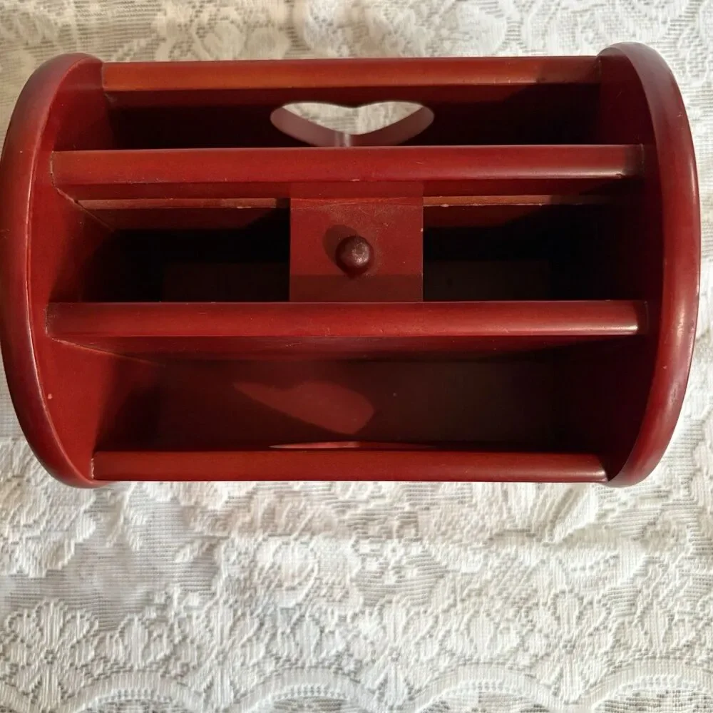 Vintage‎ Wooden Heart Cut-Out Napkin, Mail Holder 7” Lazy Susan Cottagecore